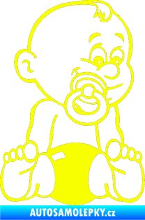 Samolepka Dítě v autě 032 pravá miminko s dudlíkem Fluorescentní žlutá
