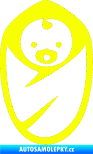 Samolepka Dítě v autě 034 pravá miminko v zavinovačce Fluorescentní žlutá