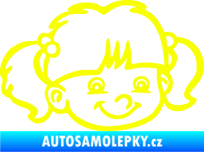 Samolepka Dítě v autě 035 pravá holka hlavička Fluorescentní žlutá