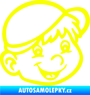 Samolepka Dítě v autě 038 pravá kluk hlavička Fluorescentní žlutá