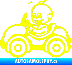 Samolepka Dítě v autě 041 levá chlapeček v autíčku Fluorescentní žlutá