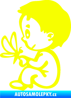 Samolepka Dítě v autě 044 levá kluk s motýlem Fluorescentní žlutá