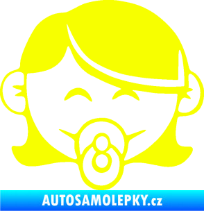 Samolepka Dítě v autě 047 pravá holčička s dudlíkem Fluorescentní žlutá