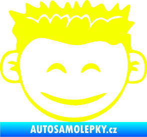 Samolepka Dítě v autě 048 levá kluk hlavička Fluorescentní žlutá