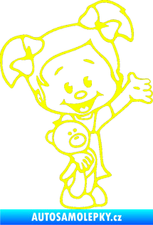 Samolepka Dítě v autě 050 pravá malá slečna s medvídkem Fluorescentní žlutá