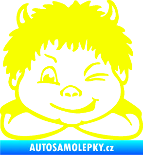 Samolepka Dítě v autě 055 levá kluk čertík Fluorescentní žlutá