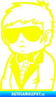 Samolepka Dítě v autě 059 levá chlapec s brýlemi Fluorescentní žlutá