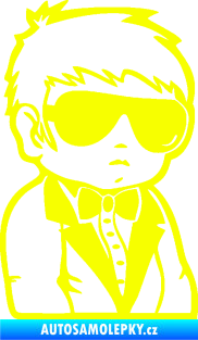 Samolepka Dítě v autě 059 pravá chlapec s brýlemi Fluorescentní žlutá