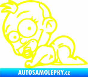 Samolepka Dítě v autě 067 levá lezoucí miminko Fluorescentní žlutá