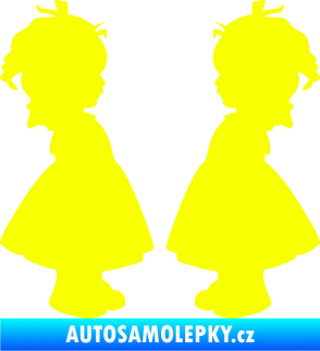 Samolepka Dítě v autě 072 dvě holčičky sourozenci Fluorescentní žlutá
