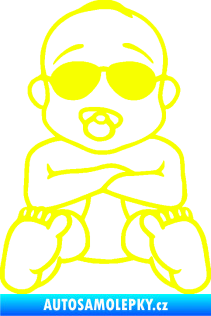Samolepka Dítě v autě 074 mimčo s brýlemi Fluorescentní žlutá
