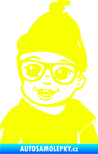 Samolepka Dítě v autě 080 levá chlapeček Fluorescentní žlutá