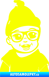 Samolepka Dítě v autě 080 pravá chlapeček Fluorescentní žlutá