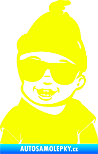 Samolepka Dítě v autě 081 levá chlapeček v brýlích Fluorescentní žlutá
