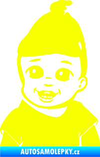 Samolepka Dítě v autě 082 levá chlapeček s čepičkou Fluorescentní žlutá