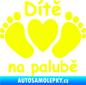 Samolepka Dítě v autě 089 nožičky s nápisem Fluorescentní žlutá