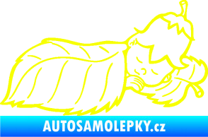 Samolepka Dítě v autě 107 pravá spinká na lístečku Fluorescentní žlutá