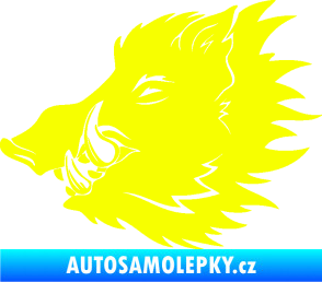 Samolepka Divoké prase 001 levá kanec hlava Fluorescentní žlutá