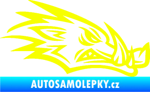 Samolepka Divoké prase 002 pravá kanec hlava Fluorescentní žlutá