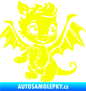 Samolepka Dragon 054 pravá roztomilý dráček Fluorescentní žlutá