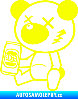 Samolepka Drunk bear 001 levá medvěd s plechovkou Fluorescentní žlutá