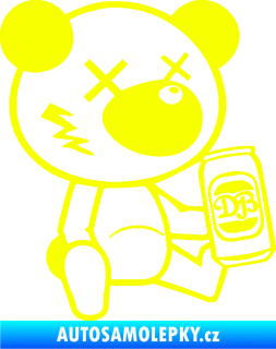 Samolepka Drunk bear 002 pravá medvěd s plechovkou Fluorescentní žlutá