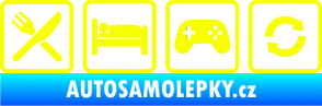 Samolepka Eat sleep game repeat hrát počítačové hry Fluorescentní žlutá