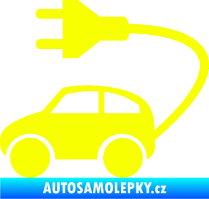 Samolepka Elektro auto 002 levá symbol zásuvka Fluorescentní žlutá