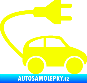 Samolepka Elektro auto 002 pravá symbol zásuvka Fluorescentní žlutá