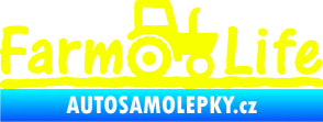 Samolepka Farm life nápis s traktorem Fluorescentní žlutá