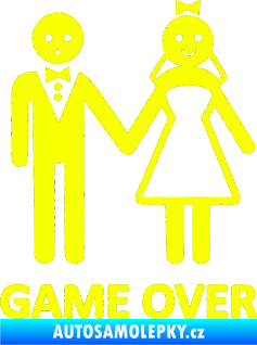 Samolepka Game over varianta svatba Fluorescentní žlutá