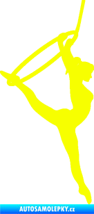 Samolepka Gymnastka 004 pravá cvičení s kruhem Fluorescentní žlutá