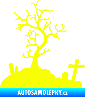Samolepka Halloween 019 levá hřbitov Fluorescentní žlutá