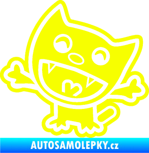 Samolepka Happy cat 002 levá šťastná kočka Fluorescentní žlutá