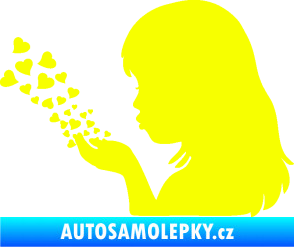 Samolepka Holčička se srdíčky levá Fluorescentní žlutá