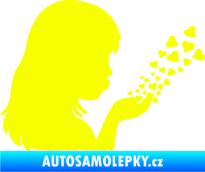 Samolepka Holčička se srdíčky pravá Fluorescentní žlutá