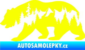Samolepka Hory s medvědem levá Fluorescentní žlutá