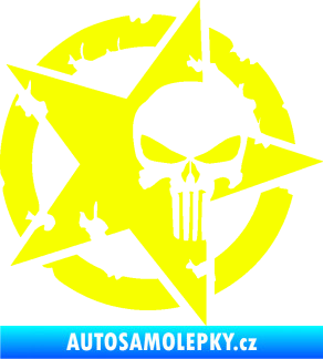 Samolepka Hvězda army 004 Punisher Fluorescentní žlutá