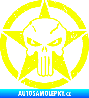 Samolepka Hvězda army 011 levá s lebkou Fluorescentní žlutá