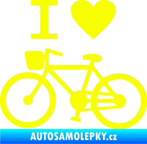 Samolepka I love cycling levá Fluorescentní žlutá