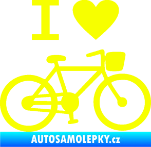 Samolepka I love cycling pravá Fluorescentní žlutá