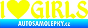 Samolepka I love girls nápis se srdcem Fluorescentní žlutá