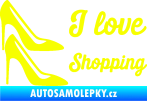 Samolepka I love shopping nápis  Fluorescentní žlutá