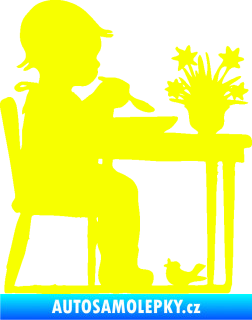 Samolepka Interiér 001 levá dítě u stolečku Fluorescentní žlutá