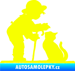 Samolepka Interiér 002 levá dítě s kočičkou Fluorescentní žlutá