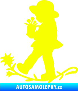 Samolepka Interiér 011 levá dítě s květinou Fluorescentní žlutá
