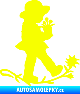 Samolepka Interiér 011 pravá dítě s květinou Fluorescentní žlutá