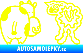 Samolepka JDM kravička a ovečka 001 levá Fluorescentní žlutá
