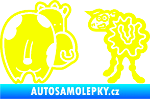 Samolepka JDM kravička a ovečka 002 levá Fluorescentní žlutá