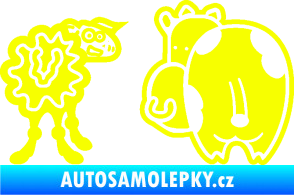 Samolepka JDM kravička a ovečka 002 pravá Fluorescentní žlutá